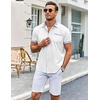image:imageCOOFANDY Mens Short Sleeve Button Down Shirts Casual Wrinkle Free Dress Shirt Plaid Collar Summer ShirtsWhiteblue Stripe