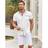 image:imageCOOFANDY Mens Short Sleeve Button Down Shirts Casual Wrinkle Free Dress Shirt Plaid Collar Summer ShirtsWhitestripe