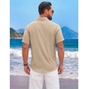 image:imageCOOFANDY Mens Short Sleeve Casual Button Down Shirts Summer Beach Wedding Textured Linen Shirt for MenKhaki