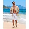image:imageCOOFANDY Mens Short Sleeve Casual Button Down Shirts Summer Beach Wedding Textured Linen Shirt for MenLight Khaki