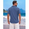 image:imageCOOFANDY Mens Short Sleeve Casual Button Down Shirts Summer Beach Wedding Textured Linen Shirt for MenNavy Blue