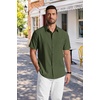image:imageCOOFANDY Mens Short Sleeve Dress Shirts Wrinkle Free Casual Button Down Shirts with PocketArmy Green