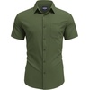 image:imageCOOFANDY Mens Short Sleeve Dress Shirts Wrinkle Free Casual Button Down Shirts with PocketArmy Green