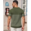 image:imageCOOFANDY Mens Short Sleeve Polo Shirts Vintage Knitted Shirt Casual Button Down Golf ShirtsArmy Green White Stripes