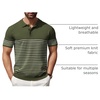 image:imageCOOFANDY Mens Short Sleeve Polo Shirts Vintage Knitted Shirt Casual Button Down Golf ShirtsArmy Green White Stripes
