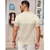 image:imageCOOFANDY Mens Short Sleeve Polo Shirts Vintage Knitted Shirt Casual Button Down Golf ShirtsBeige Caramel Stripes