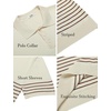 image:imageCOOFANDY Mens Short Sleeve Polo Shirts Vintage Knitted Shirt Casual Button Down Golf ShirtsBeige Caramel Stripes