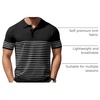 image:imageCOOFANDY Mens Short Sleeve Polo Shirts Vintage Knitted Shirt Casual Button Down Golf ShirtsBlack White Stripes