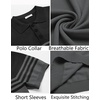 image:imageCOOFANDY Mens Short Sleeve Polo Shirts Vintage Knitted Shirt Casual Button Down Golf ShirtsBlack and Dark Grey