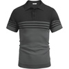 image:imageCOOFANDY Mens Short Sleeve Polo Shirts Vintage Knitted Shirt Casual Button Down Golf ShirtsBlack and Dark Grey