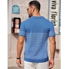 image:imageCOOFANDY Mens Short Sleeve Polo Shirts Vintage Knitted Shirt Casual Button Down Golf ShirtsBlue White Stripes