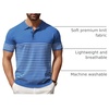 image:imageCOOFANDY Mens Short Sleeve Polo Shirts Vintage Knitted Shirt Casual Button Down Golf ShirtsBlue White Stripes