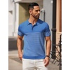 image:imageCOOFANDY Mens Short Sleeve Polo Shirts Vintage Knitted Shirt Casual Button Down Golf ShirtsBlue White Stripes