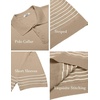 image:imageCOOFANDY Mens Short Sleeve Polo Shirts Vintage Knitted Shirt Casual Button Down Golf ShirtsKhaki Beige Stripes