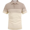 image:imageCOOFANDY Mens Short Sleeve Polo Shirts Vintage Knitted Shirt Casual Button Down Golf ShirtsKhaki and Beige
