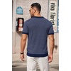 image:imageCOOFANDY Mens Short Sleeve Polo Shirts Vintage Knitted Shirt Casual Button Down Golf ShirtsNavy Blue Full Stripes