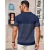 image:imageCOOFANDY Mens Short Sleeve Polo Shirts Vintage Knitted Shirt Casual Button Down Golf ShirtsNavy Blue Grey Stripes