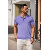 image:imageCOOFANDY Mens Short Sleeve Polo Shirts Vintage Knitted Shirt Casual Button Down Golf ShirtsPurplewhite Stripes