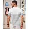 image:imageCOOFANDY Mens Short Sleeve Polo Shirts Vintage Knitted Shirt Casual Button Down Golf ShirtsWhite Black Stripes
