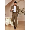 image:imageCOOFANDY Mens Suits 2 Piece Slim Fit Suit Set 2 Button Lightweight Casual Knit Blazer Suit Jacket PantsBrown
