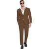 image:imageCOOFANDY Mens Suits 2 Piece Slim Fit Suit Set 2 Button Lightweight Casual Knit Blazer Suit Jacket PantsBrown