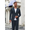 image:imageCOOFANDY Mens Suits 2 Piece Slim Fit Suit Set 2 Button Lightweight Casual Knit Blazer Suit Jacket PantsNavy Blue