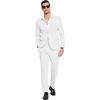 image:imageCOOFANDY Mens Suits 2 Piece Slim Fit Suit Set 2 Button Lightweight Casual Knit Blazer Suit Jacket PantsWhite