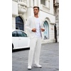 image:imageCOOFANDY Mens Suits 2 Piece Slim Fit Suit Set 2 Button Lightweight Casual Knit Blazer Suit Jacket PantsWhite