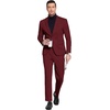 image:imageCOOFANDY Mens Suits 2 Piece Slim Fit Suit Set 2 Button Lightweight Casual Knit Blazer Suit Jacket PantsWine Red