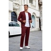 image:imageCOOFANDY Mens Suits 2 Piece Slim Fit Suit Set 2 Button Lightweight Casual Knit Blazer Suit Jacket PantsWine Red