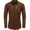 image:imageCOOFANDY Mens Western Shirts Long Sleeve Embroideres Cowboy Shirts Casual Button Down Shirt01coffeepattern1