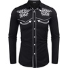 image:imageCOOFANDY Mens Western Shirts Long Sleeve Embroideres Cowboy Shirts Casual Button Down ShirtBlack  White