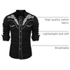 image:imageCOOFANDY Mens Western Shirts Long Sleeve Embroideres Cowboy Shirts Casual Button Down ShirtBlack  Whitepattern1