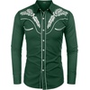 image:imageCOOFANDY Mens Western Shirts Long Sleeve Embroideres Cowboy Shirts Casual Button Down ShirtForest Greenwhite