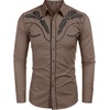 image:imageCOOFANDY Mens Western Shirts Long Sleeve Embroideres Cowboy Shirts Casual Button Down ShirtKhaki Pattern1