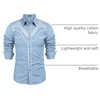 image:imageCOOFANDY Mens Western Shirts Long Sleeve Embroideres Cowboy Shirts Casual Button Down ShirtLight Blue