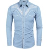 image:imageCOOFANDY Mens Western Shirts Long Sleeve Embroideres Cowboy Shirts Casual Button Down ShirtLight Blue