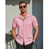 image:imageCOOFANDY Mens Wrinkle Free Dress Shirt Polka Dot Short Sleeve Button Down Business Casual ShirtsPink