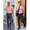 image:imageCOOFANDY Mens Wrinkle Free Dress Shirt Polka Dot Short Sleeve Button Down Business Casual ShirtsPink