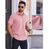 image:imageCOOFANDY Mens Wrinkle Free Dress Shirt Polka Dot Short Sleeve Button Down Business Casual ShirtsPink