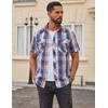 image:imageCOOFANDY Western Shirts for Mens Cowboy Shirt Short Sleeve Button Down Shirt Casual Work Shirts PlaidRed blue white Plaid