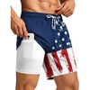image:imageCOOFANDY 2 in 1 Mens Swim Trunks 7 Inch Quick Dry Board Shorts Beach Swim Shorts Bathing Suit with Compression LinerNavy National Flag