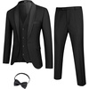image:imageCOOFANDY Mens 3 Pieces Suit Slim Fit Tuxedo Set One Button Shawl Lapel Dinner Prom Jacket Vest Pants with TieBlack
