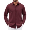 image:imageCOOFANDY Mens Button Down Shirt Casual Untucked Shirts Long Sleeve Dress Shirt with PocketWine Red