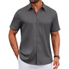 image:imageCOOFANDY Mens Button Down Shirts Short Sleeve Untucked Dress Shirt Wrinkle Free Stretch Casual Summer ShirtsDark Gray
