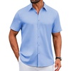 image:imageCOOFANDY Mens Button Down Shirts Short Sleeve Untucked Dress Shirt Wrinkle Free Stretch Casual Summer ShirtsLight Blue