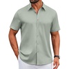 image:imageCOOFANDY Mens Button Down Shirts Short Sleeve Untucked Dress Shirt Wrinkle Free Stretch Casual Summer ShirtsLight Green