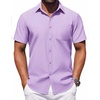image:imageCOOFANDY Mens Button Down Short Sleeve Shirt Casual Dress Shirt Untucked Summer Shirts with PocketLilac Purple