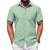 image:imageCOOFANDY Mens Button Down Short Sleeve Shirt Casual Dress Shirt Untucked Summer Shirts with PocketSage Green