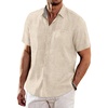 image:imageCOOFANDY Mens Casual Linen Shirts Short Sleeve Button Down Shirt Summer Beach TopsKhaki